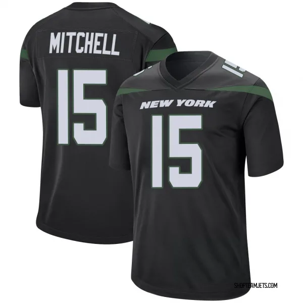 Men's Adonai Mitchell New York Jets Game Black Stealth Jersey