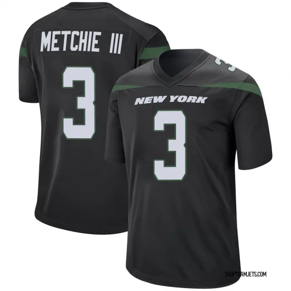 Men's John Metchie III New York Jets Game Black Stealth Jersey