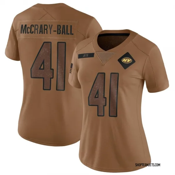 Women's Marcelino McCrary-Ball New York Jets Limited Brown 2023 Salute To Service Jersey