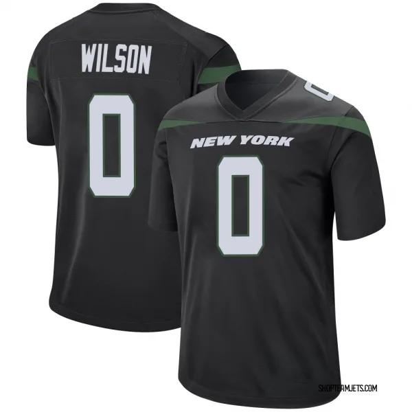 Youth Chase Wilson New York Jets Game Black Stealth Jersey