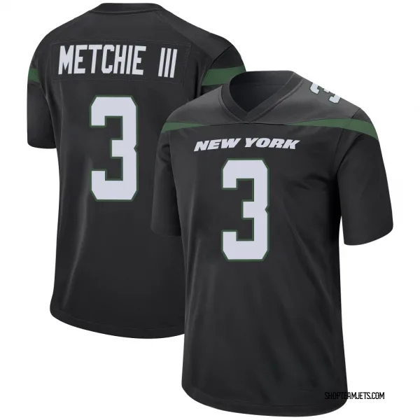 Youth John Metchie III New York Jets Game Black Stealth Jersey