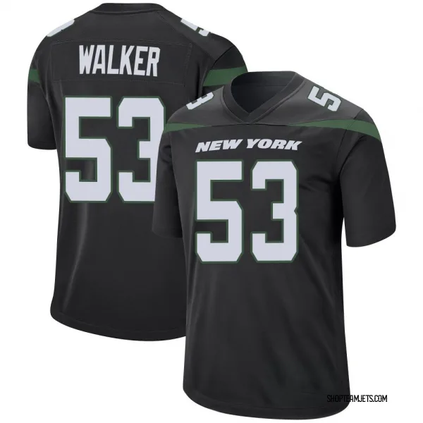 Youth Mykal Walker New York Jets Game Black Stealth Jersey